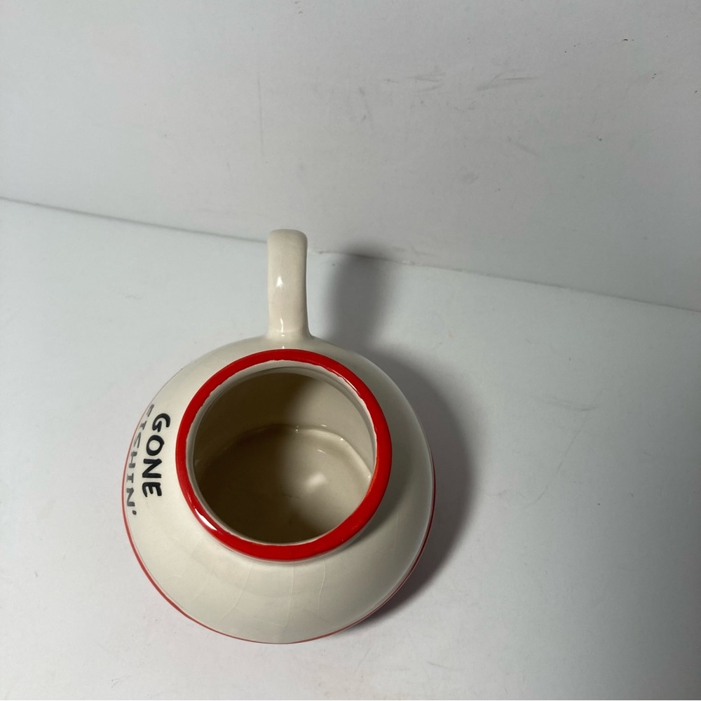 Fishing Bobber Gone Fishin'  Red White Ceramic Coffee Cup Mug by Big Mouth 16 oz - Picture 8 of 11